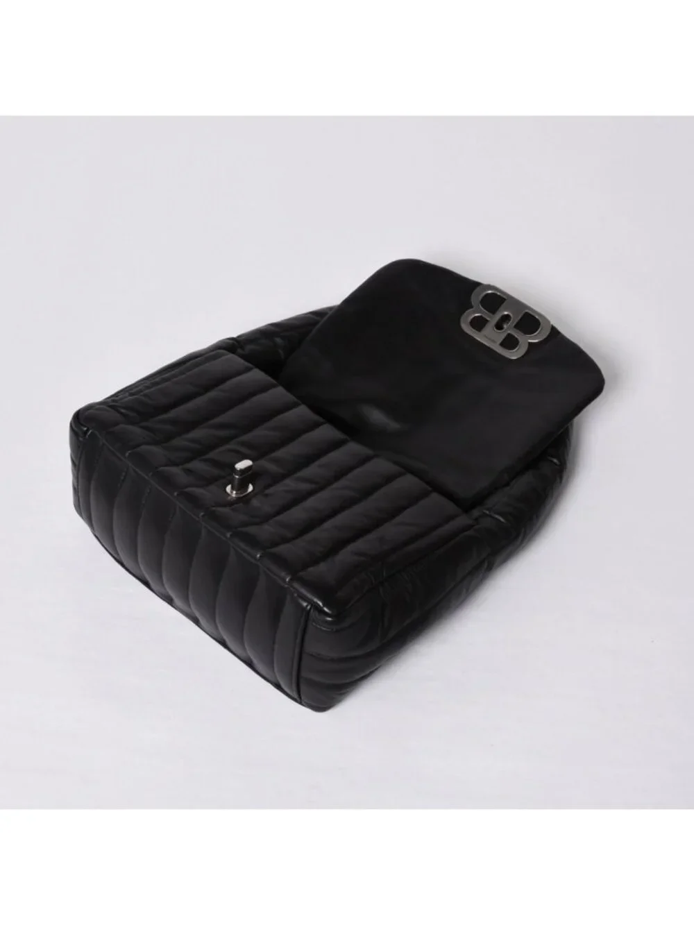 Balenciaga Monaco Shoulder Bag Black Silver Calfskin